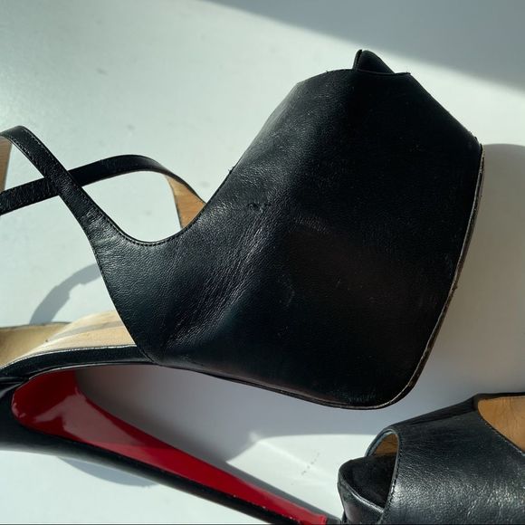 Christian Louboutin Ultra High Platform Strappy Black Leather Heels 40 - Picture 4 of 13
